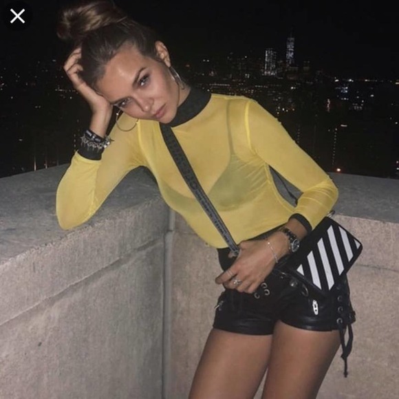 yellow mesh shirt
